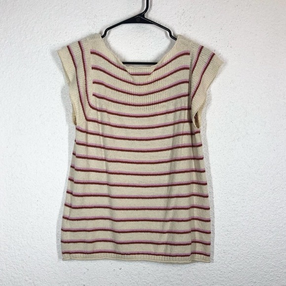 🍒BOGO🍒 Madewell Marin Sweater Tee in Stripe Retro Beige Pink - Picture 9 of 10